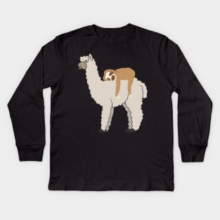 Sloth Riding Llama Adorable Lama & Sleepy Sloth Kids Long Sleeve T-Shirt